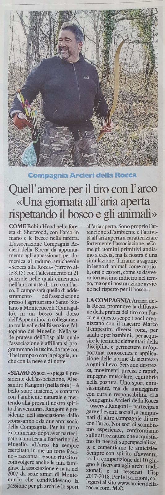 Articolo La Nazione su Arcieri della Rocca